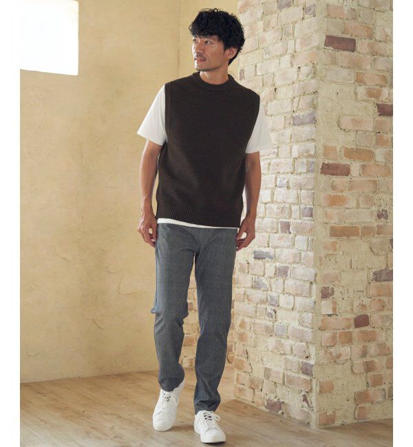 ikka「【洗濯機で洗える】GOKU楽ニット鹿の子ベスト」|ニット・セーター|