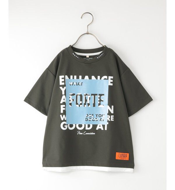 ikka kids「【親子コーデ】冷感ロープ襟プリントTシャツ（120~160cm）」|Tシャツ・カットソー|ダークグレー