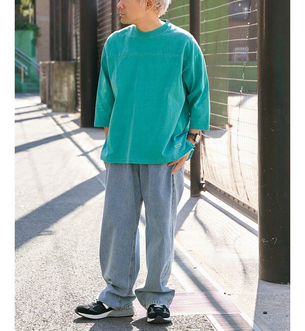 VENCE share style「【Goodwear】製品染め7分袖SUPER BIGフットボールTシャツ」|Tシャツ・カットソー|