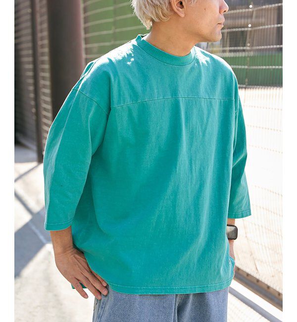 VENCE share style「【Goodwear】製品染め7分袖SUPER BIGフットボールTシャツ」|Tシャツ・カットソー|グリーン