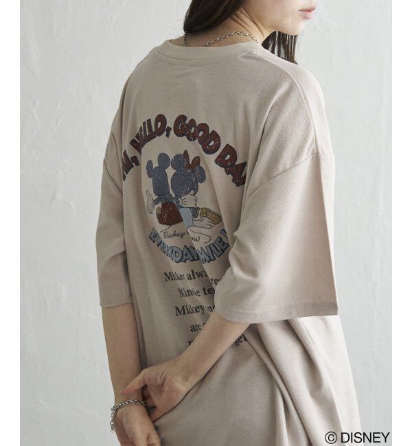 VENCE share style「梨地 ミッキーマウス＆ミニーマウス プリントTシャツ」|Tシャツ・カットソー|
