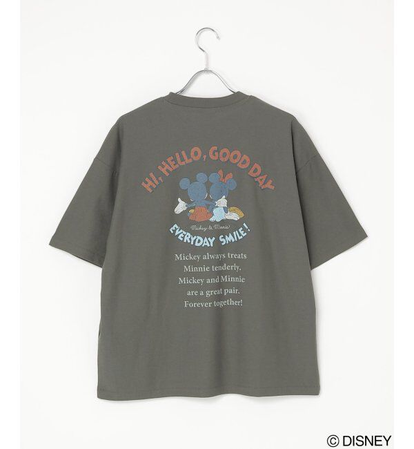 VENCE share style「梨地 ミッキーマウス＆ミニーマウス プリントTシャツ」|Tシャツ・カットソー|