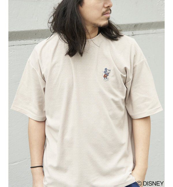 VENCE share style「梨地 ミッキーマウス＆ミニーマウス プリントTシャツ」|Tシャツ・カットソー|