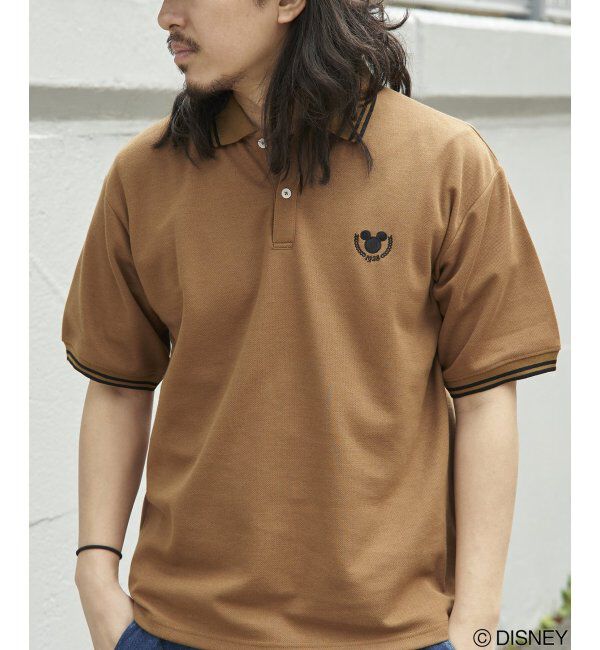 VENCE share style「Mickey Mouse ミッキーマウス 鹿の子リブラインポロシャツ」|その他|キャメル