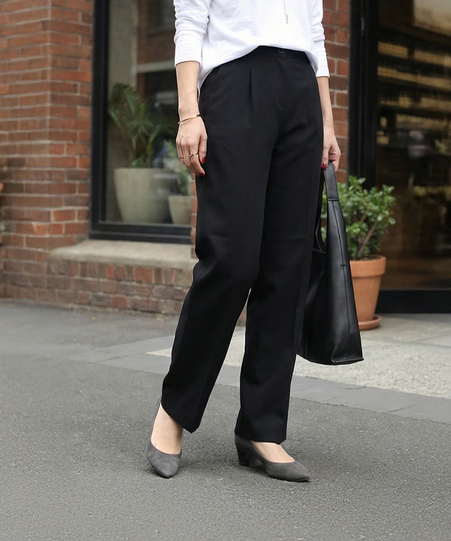 STYLE DELI「内ゴム伸縮ストレートパンツ」|その他|ブラック