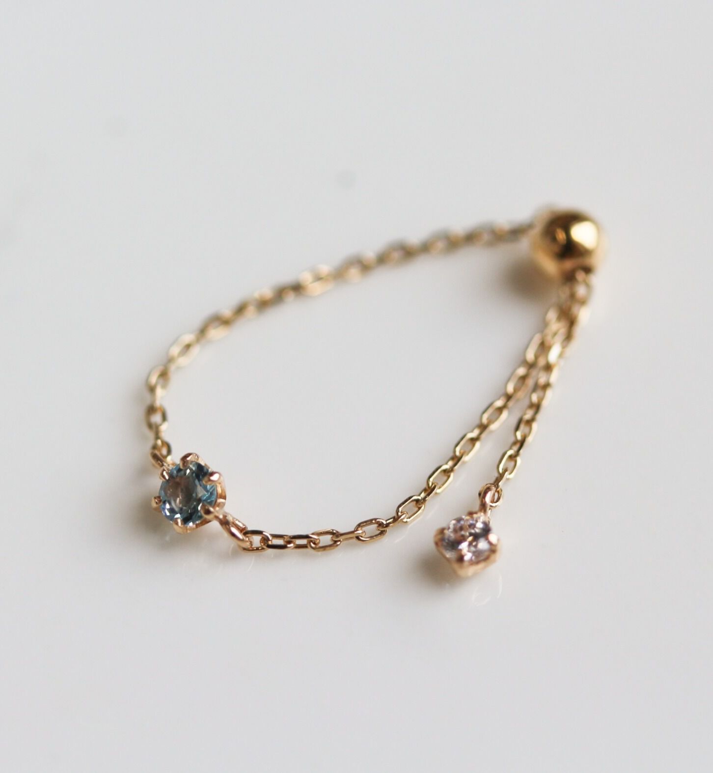  「ブルートパーズ チェーンリング | K10YG【WEB/ランドマーク店限定】」|リング|