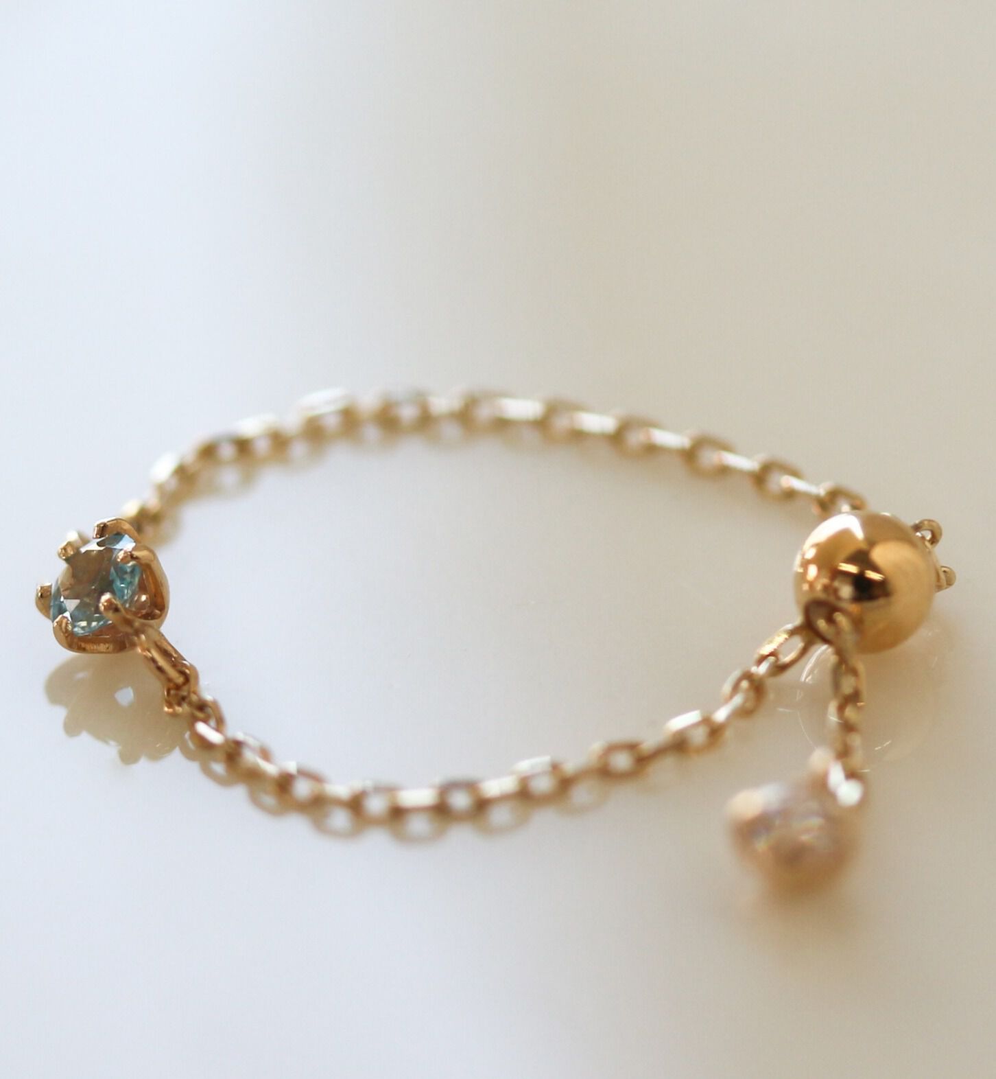  「ブルートパーズ チェーンリング | K10YG【WEB/ランドマーク店限定】」|リング|