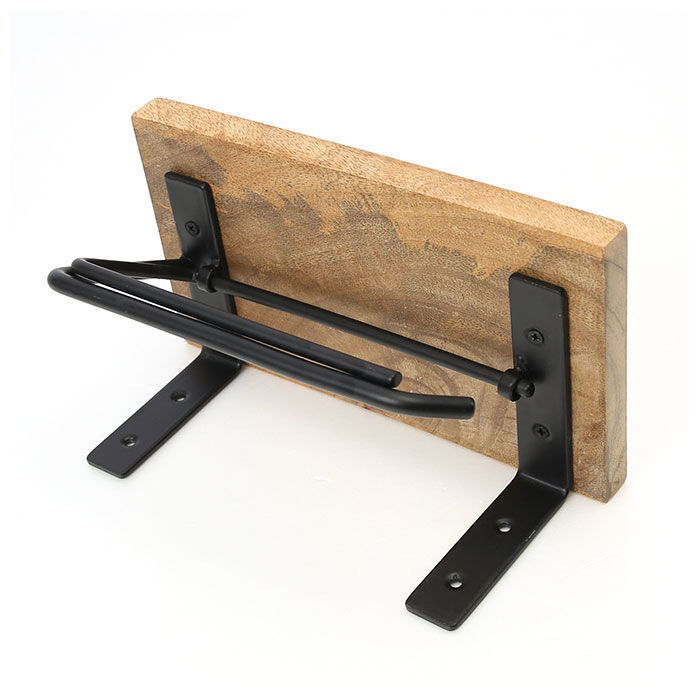 BACKYARD FAMILY「トイレットペーパーホルダー おしゃれ 通販 シングル アイアン 木製 ホルダー シェルフ型」|トイレタリー・ランドリーグッズ|