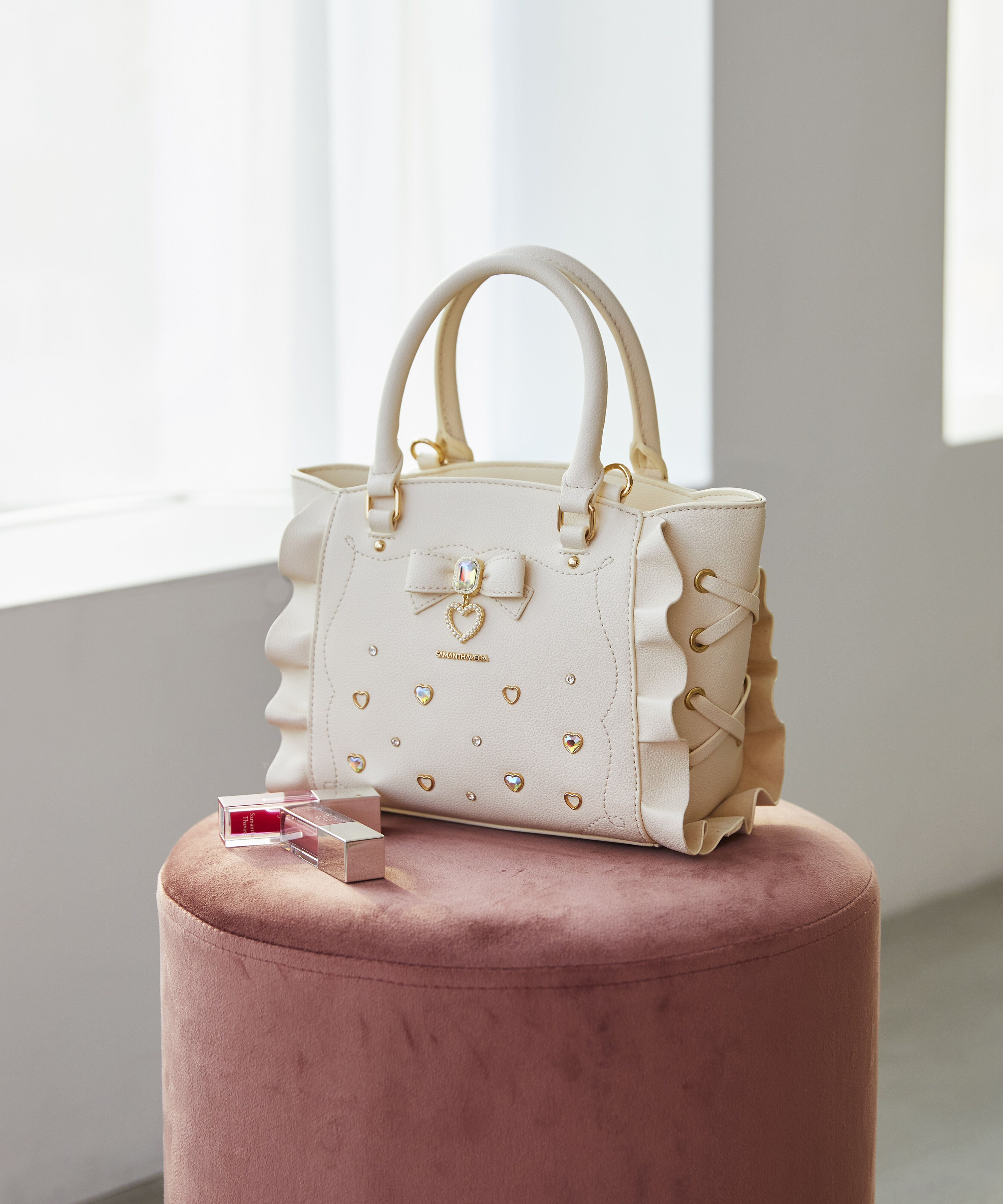 Samantha Vega「サイドレースアップリボンビジューミニフラッター」|ショルダー・メッセンジャー|