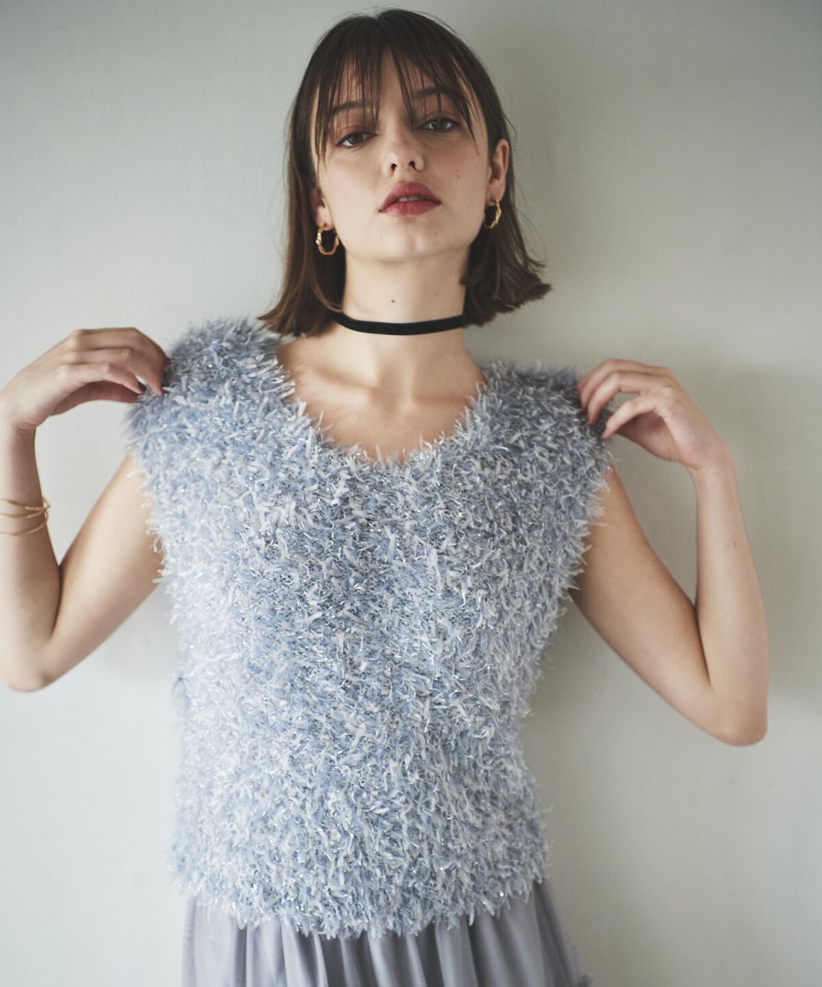 アンドクチュール「ふわニットノースリラメプルオーバー」|ニット・セーター|