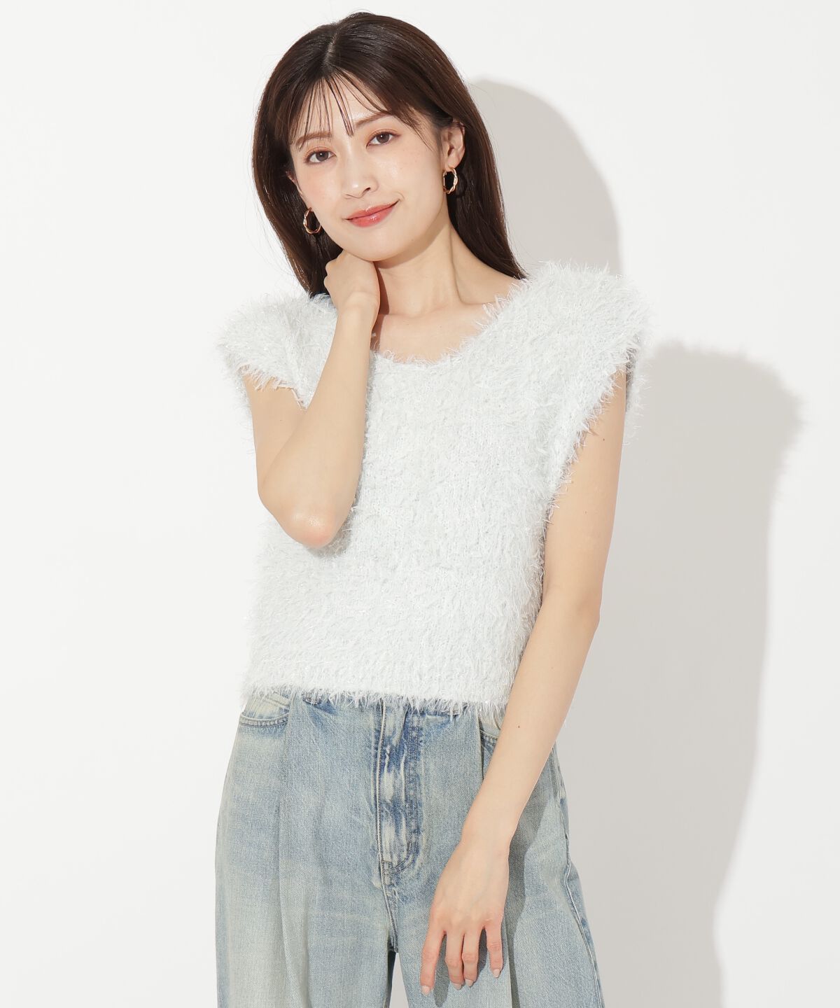 アンドクチュール「ふわニットノースリラメプルオーバー」|ニット・セーター|