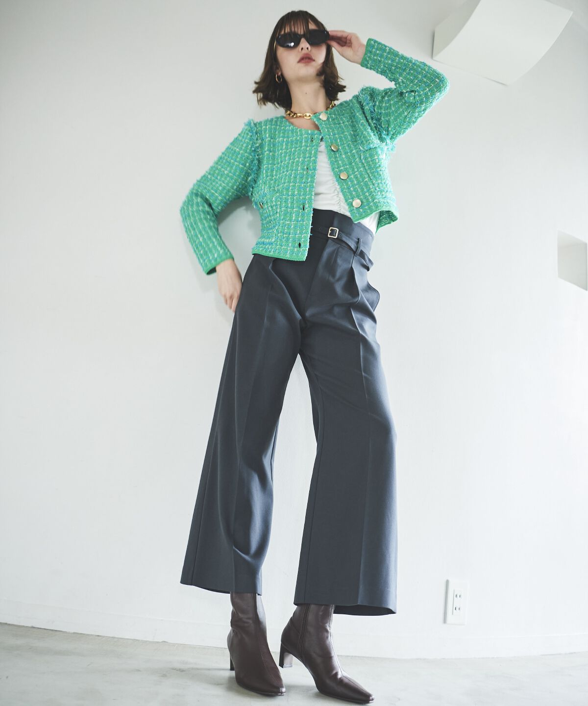 アンドクチュール「フリンジニットツイードカーディガン」|その他|