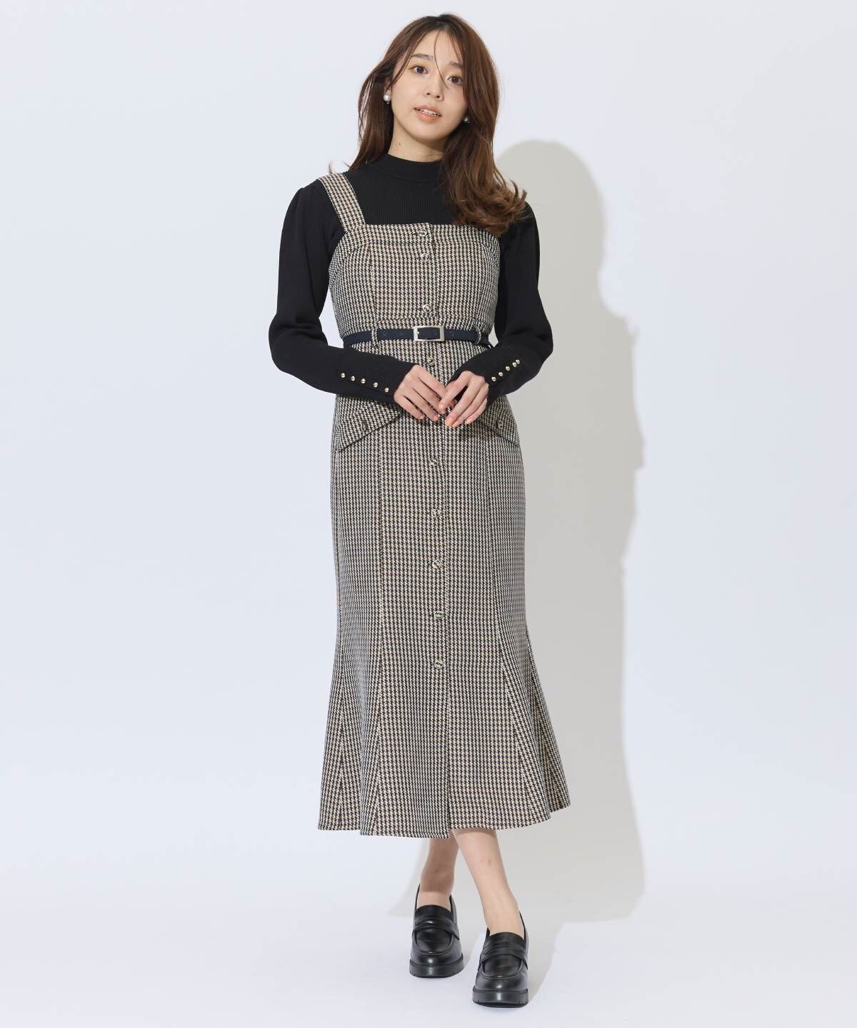 アンドクチュール「ジャガードジャンスカ」|ワンピース|beige/borderｽﾄﾗｲﾌﾟ