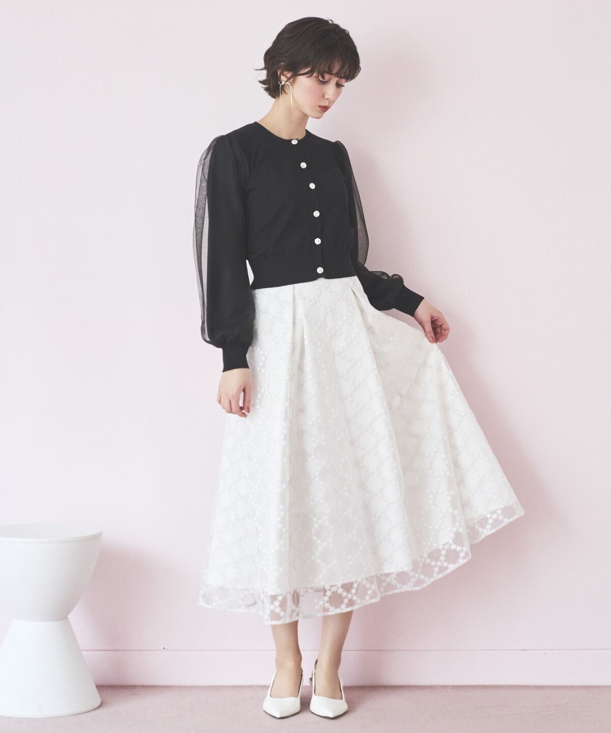 アンドクチュール「ダイヤチュールタックフレアスカート」|フレア|オフ