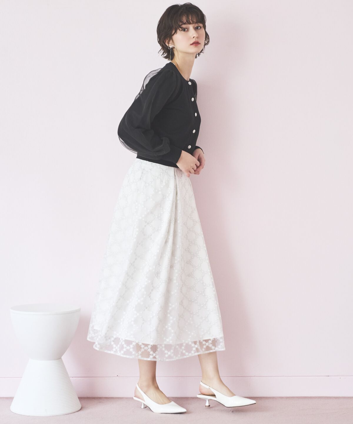アンドクチュール「ダイヤチュールタックフレアスカート」|フレア|