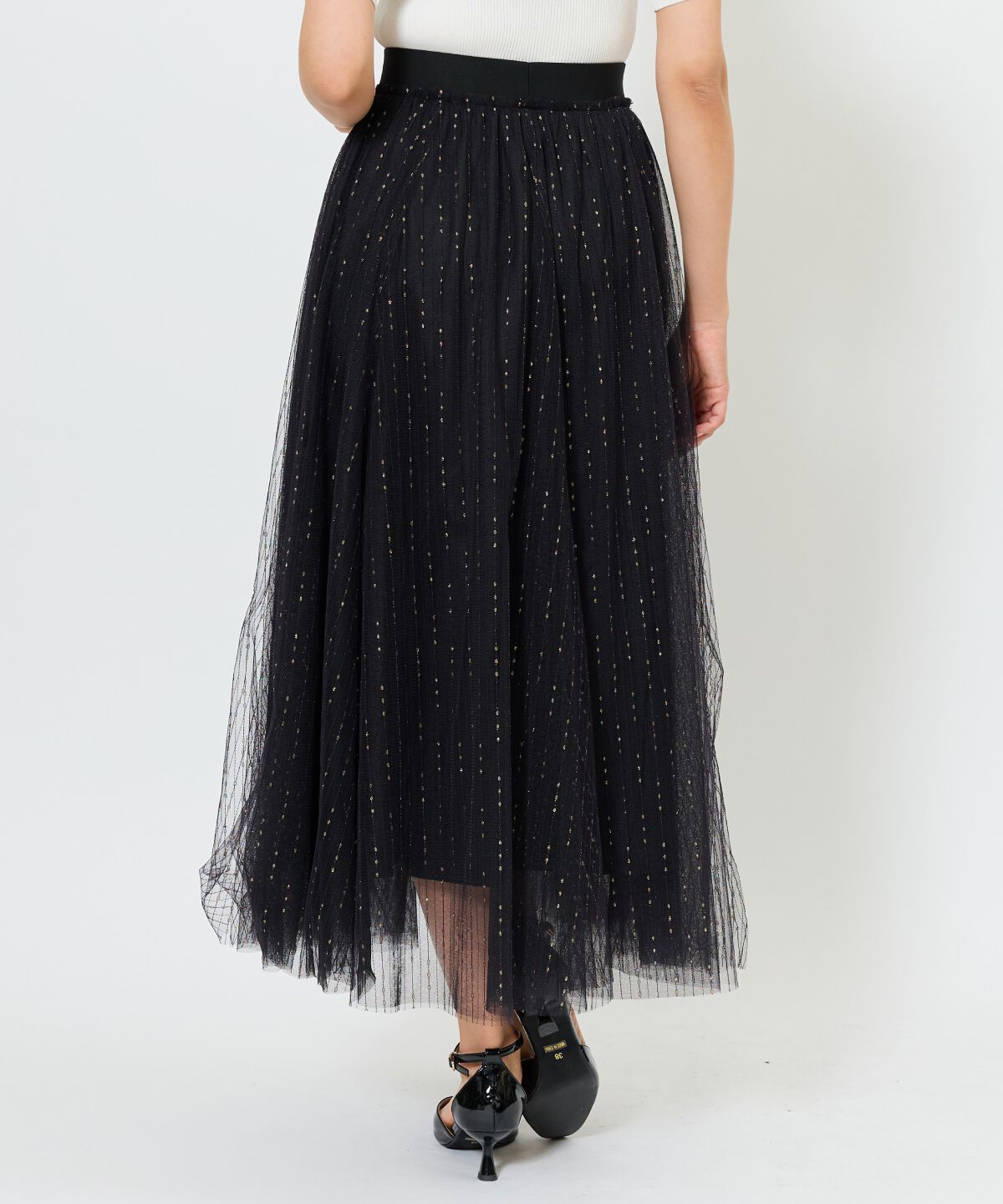 アンドクチュール「ラメストライプチュールフレアスカート」|フレア|