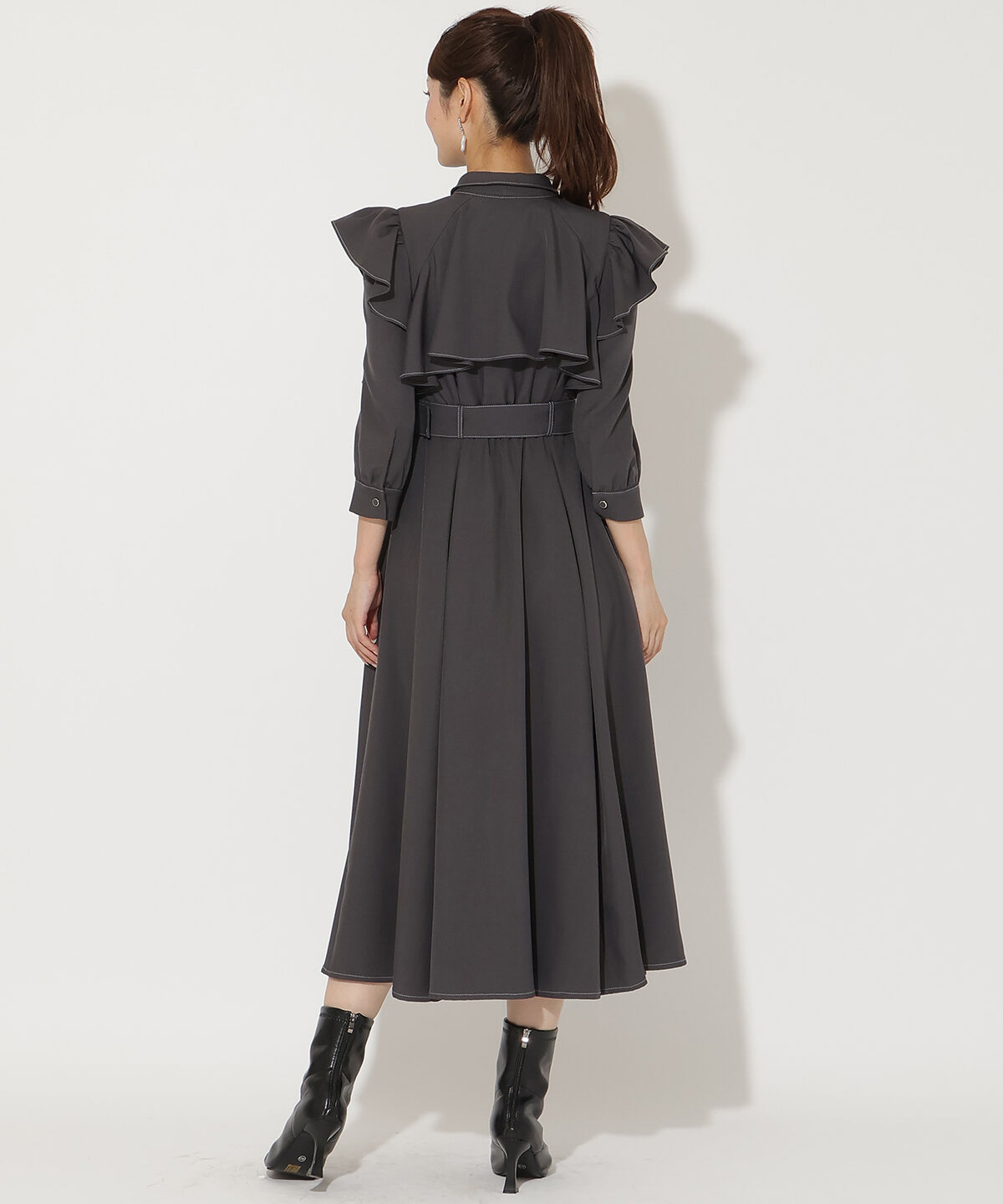 アンドクチュール「フリルケープ7分袖ワンピース」|ワンピース|