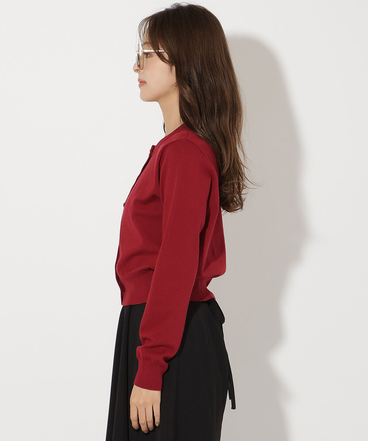 アンドクチュール「ビジューボタンクルーネックカーディガン」|カーディガン|