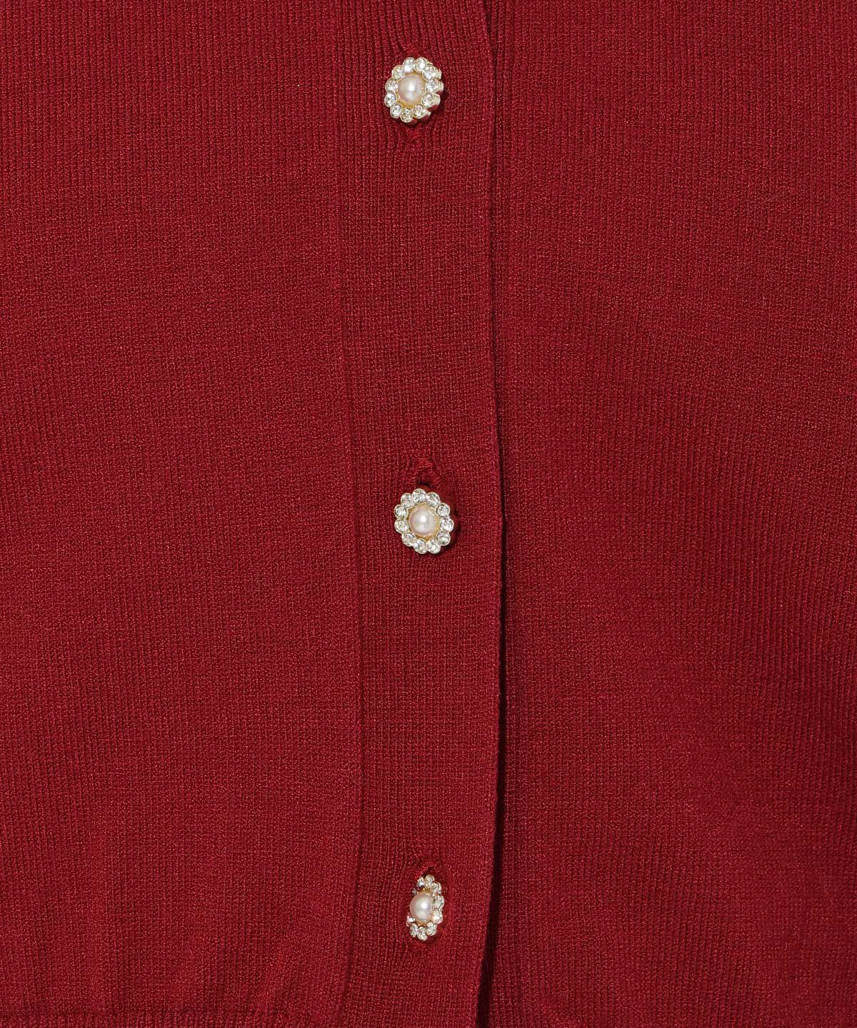 アンドクチュール「ビジューボタンクルーネックカーディガン」|カーディガン|