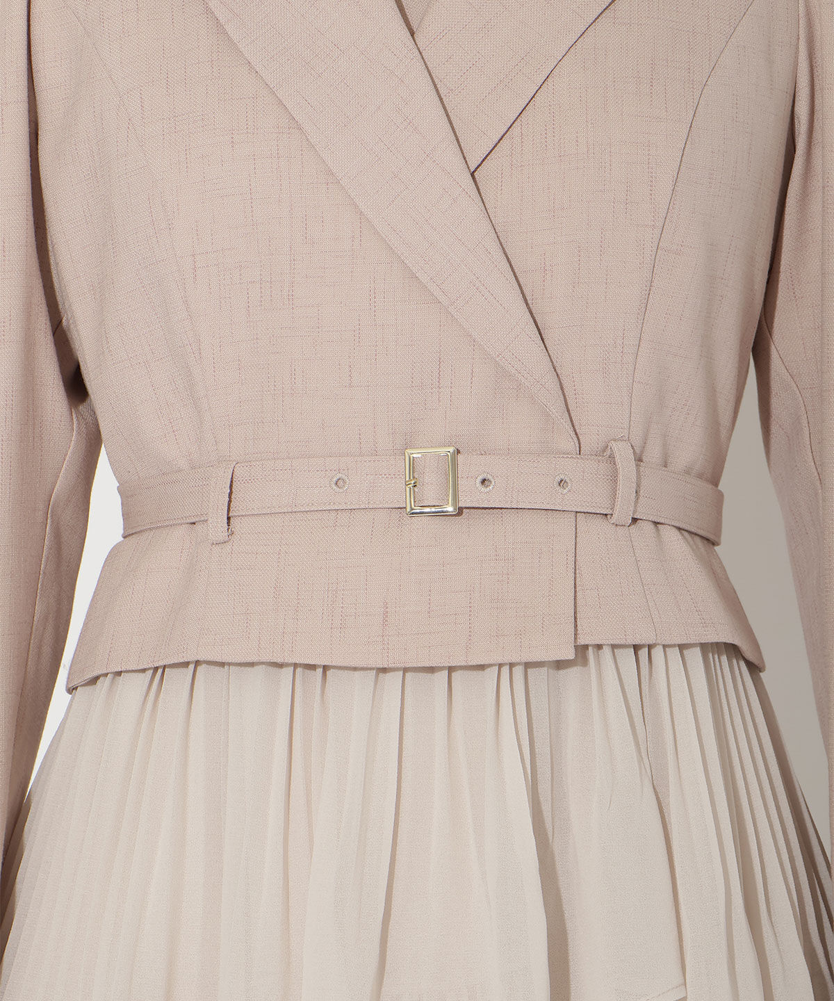 アンドクチュール「ジャケットレイヤードプリーツワンピース」|ワンピース|