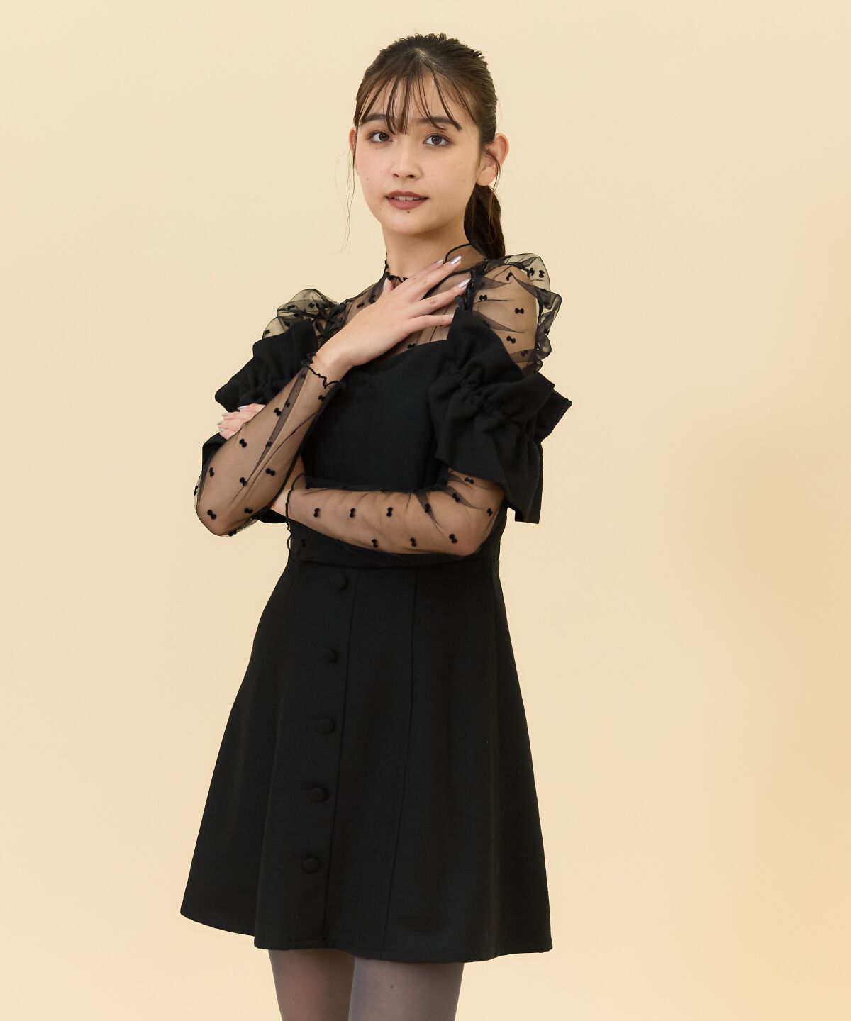 REDYAZEL「シャーリングショルダーミニワンピース」|ワンピース|