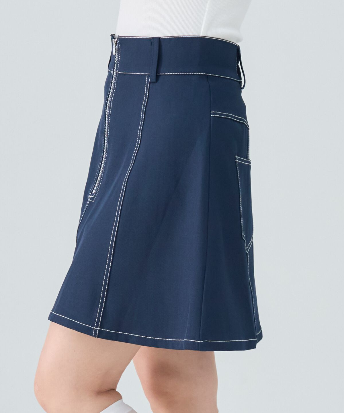 REDYAZEL「バイカラーステッチフレアミニスカート」|フレア|