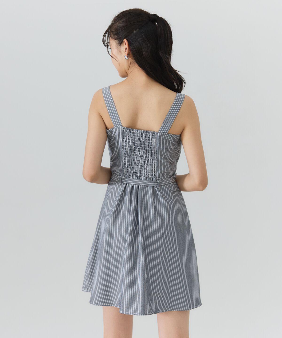 REDYAZEL「フロントシャーリングシャツ＆ストライプミニワンピースセット」|ワンピース|