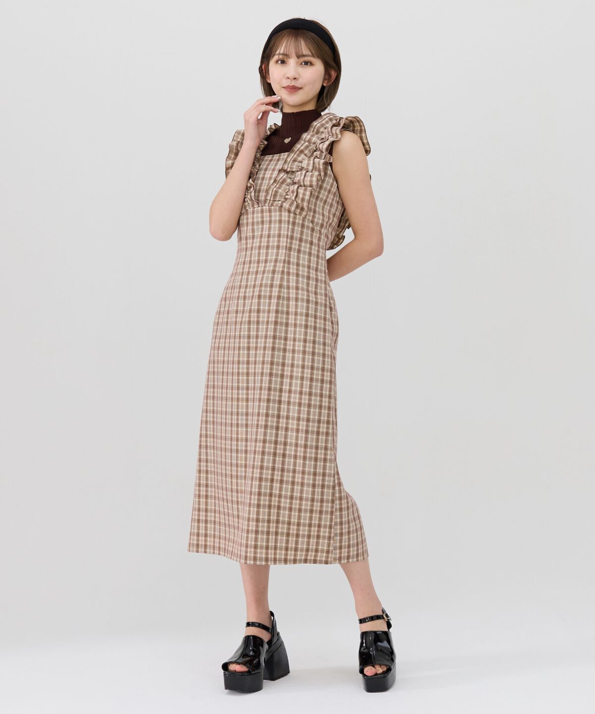 REDYAZEL「2wayフリルショルダーチェックワンピース」|ワンピース|