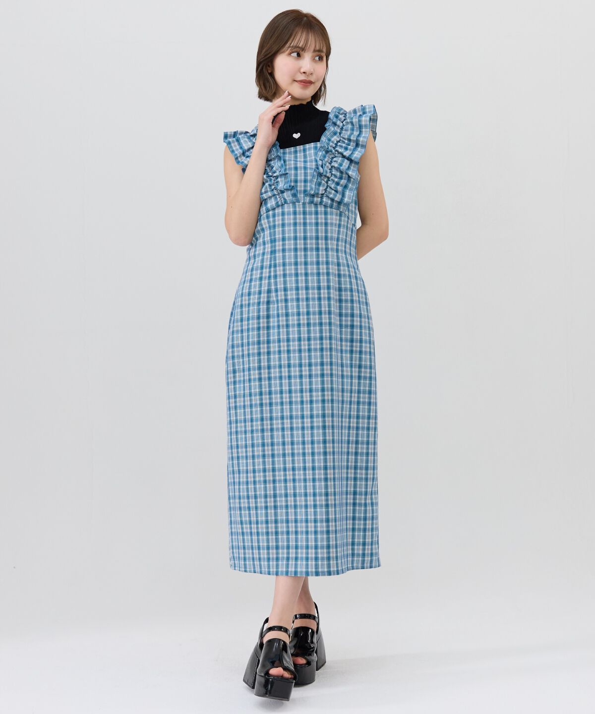 REDYAZEL「2wayフリルショルダーチェックワンピース」|ワンピース|