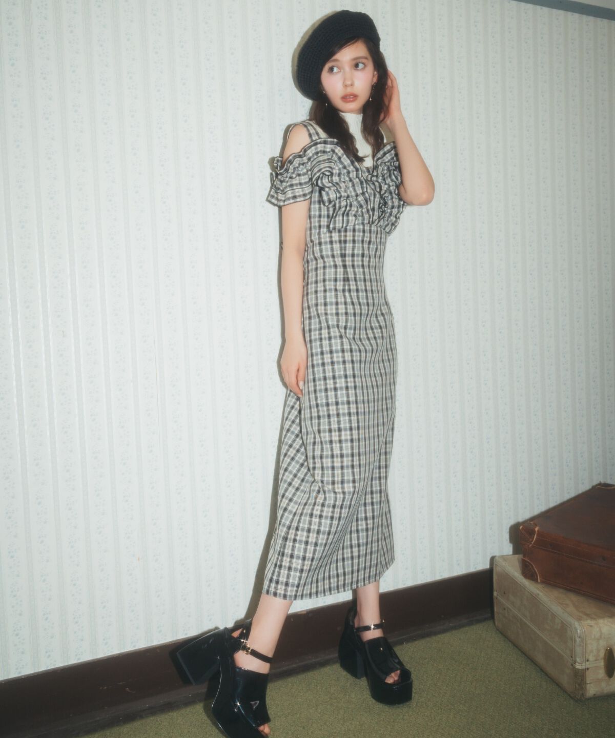 REDYAZEL「2wayフリルショルダーチェックワンピース」|ワンピース|