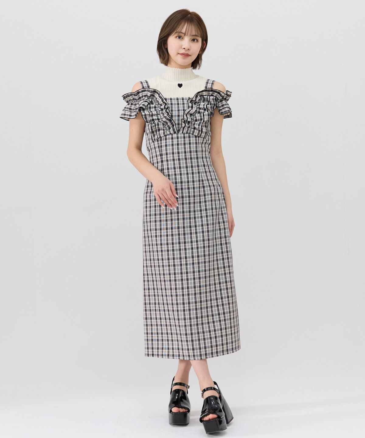 REDYAZEL「2wayフリルショルダーチェックワンピース」|ワンピース|