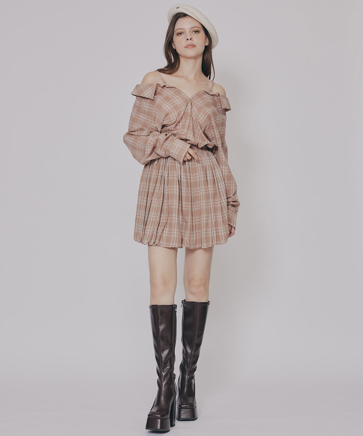 REDYAZEL「マルチWAYチェックブラウス&times;バルーンスカートセットアップ」|ワンピース|