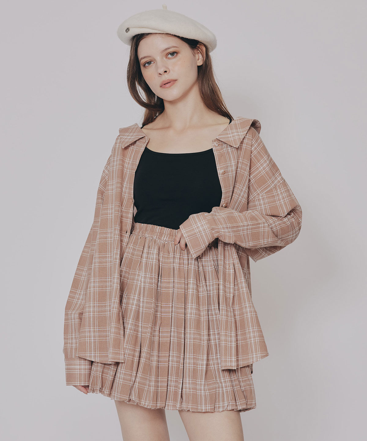 REDYAZEL「マルチWAYチェックブラウス&times;バルーンスカートセットアップ」|ワンピース|