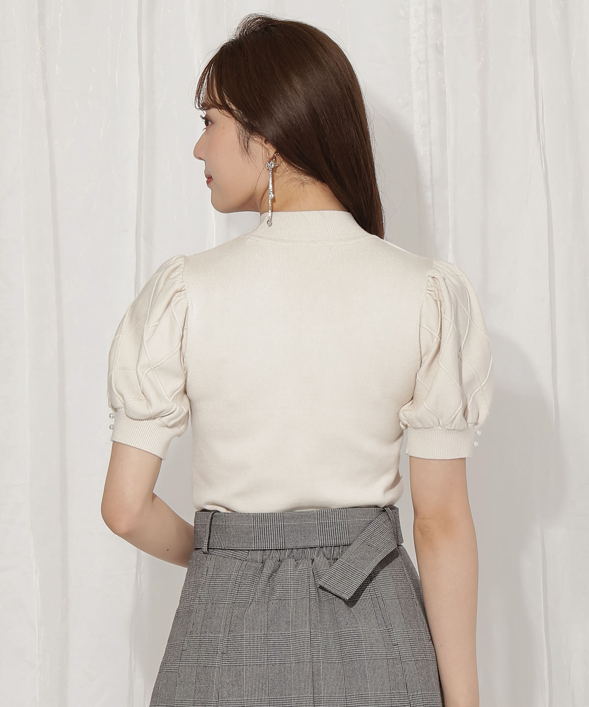 WILLSELECTION「ダイヤ柄パールパフニット」|ニット・セーター|