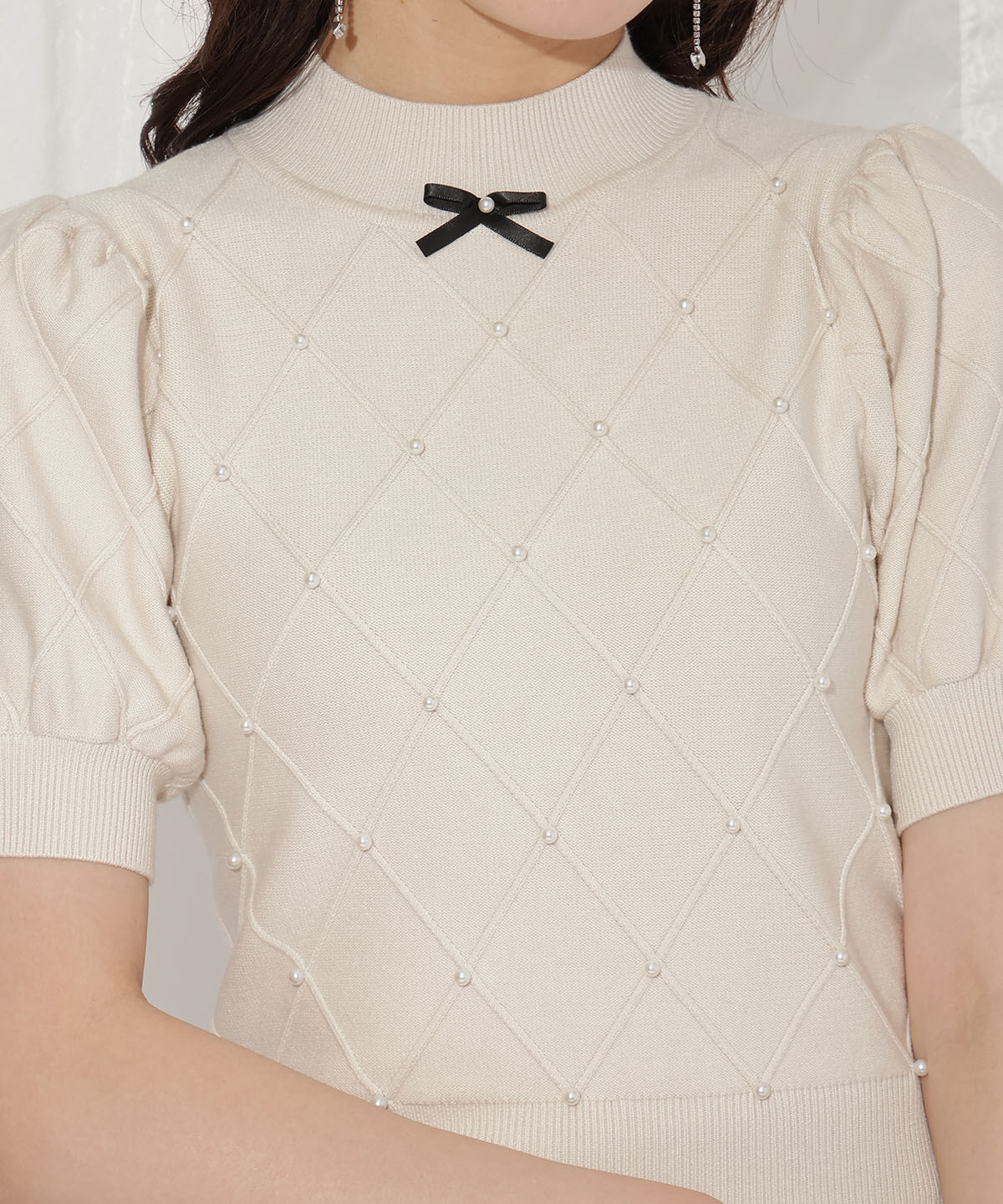 WILLSELECTION「ダイヤ柄パールパフニット」|ニット・セーター|