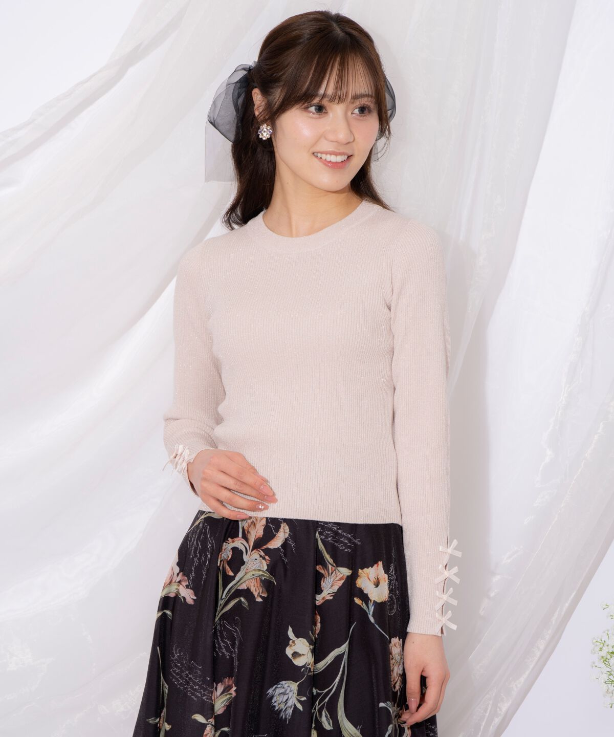 WILLSELECTION「袖リボンボトルネックニット」|ニット・セーター|