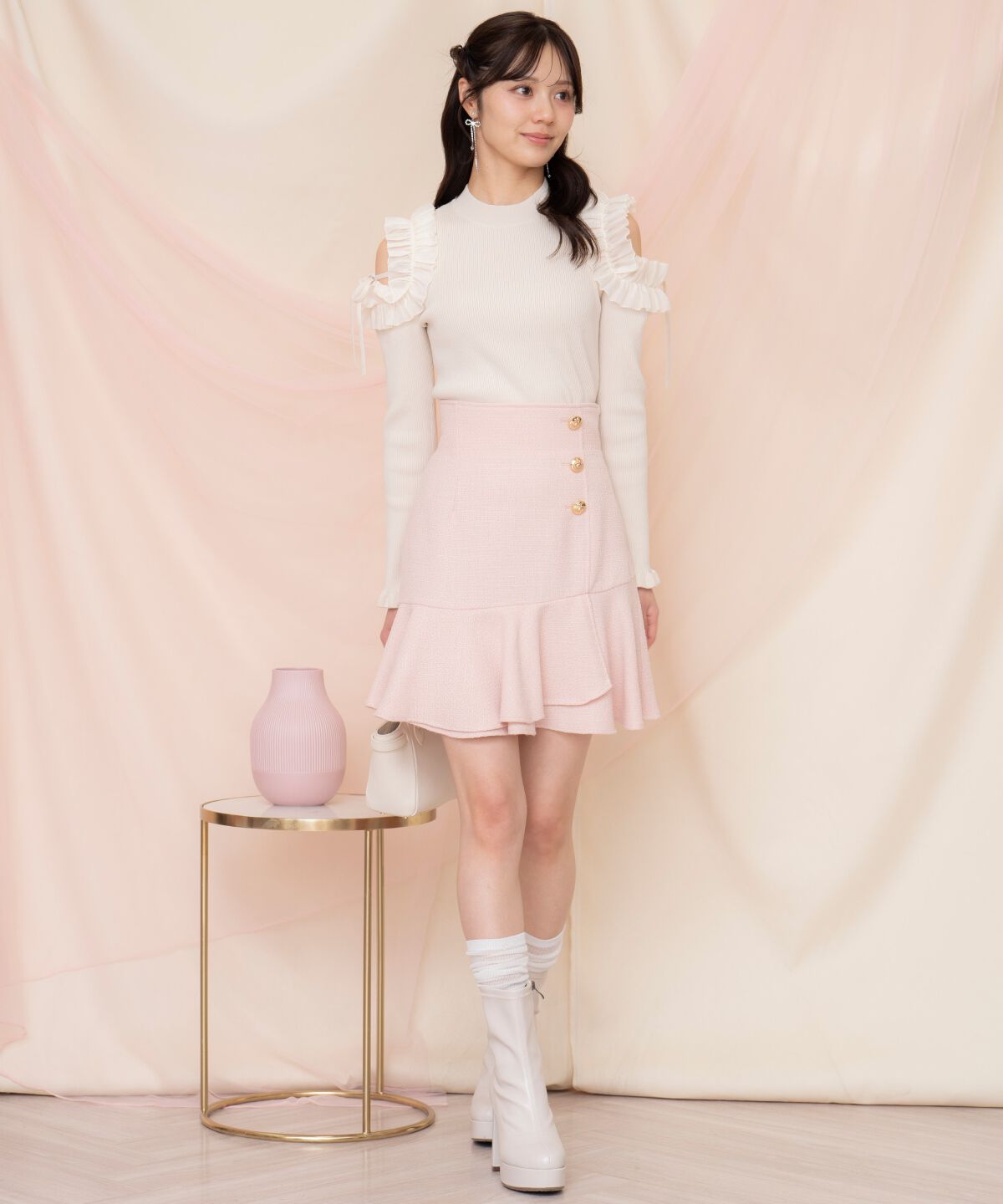 WILLSELECTION「アシメヘムツイードミニスカート」|フレア|