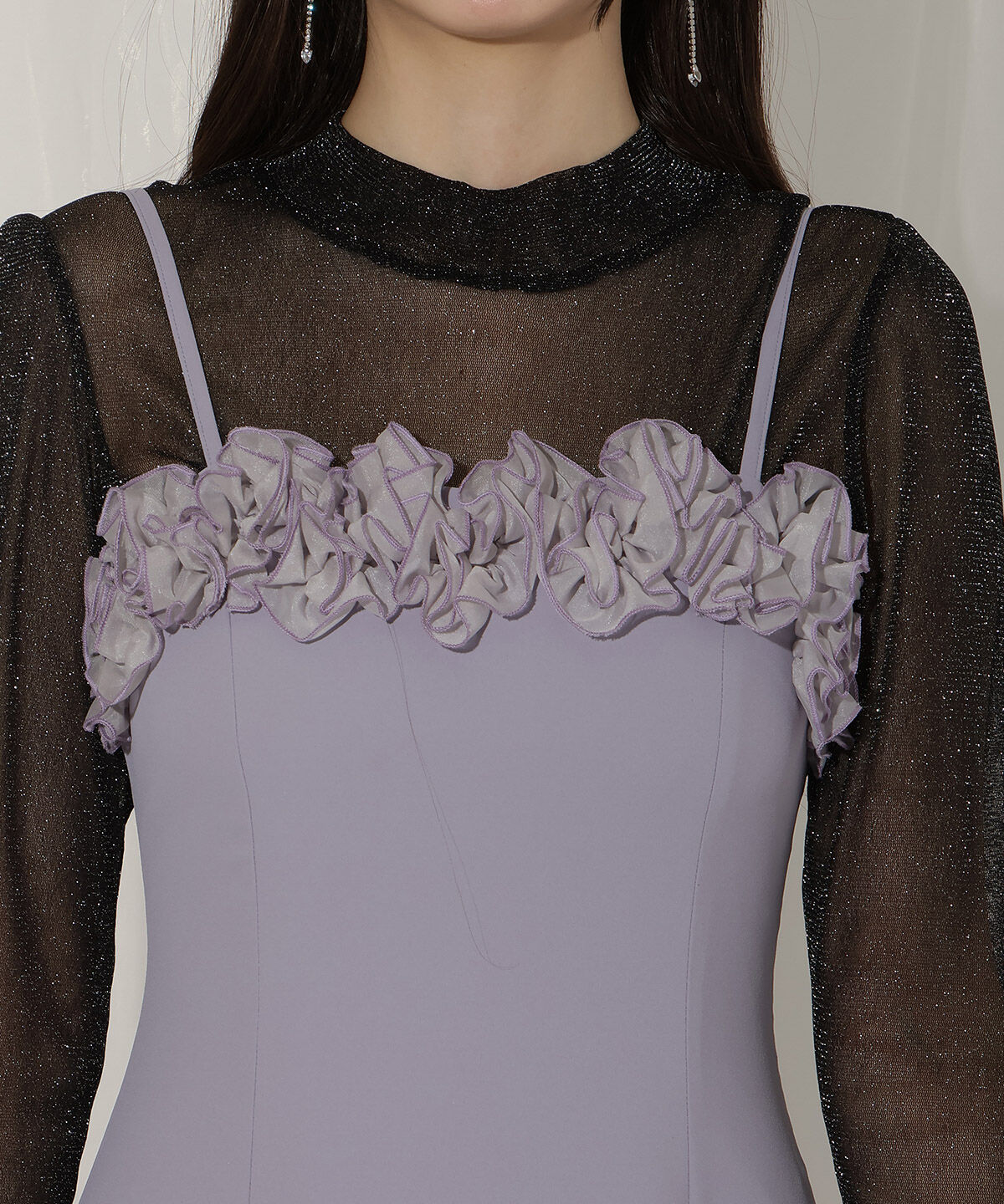 WILLSELECTION「フラワーキャミワンピース&times;シアーラメトップス」|ドレス|