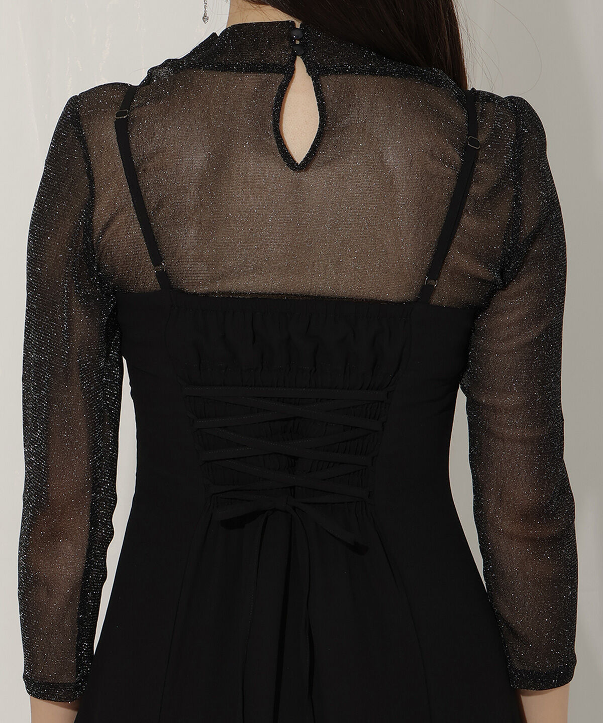 WILLSELECTION「フラワーキャミワンピース&times;シアーラメトップス」|ドレス|