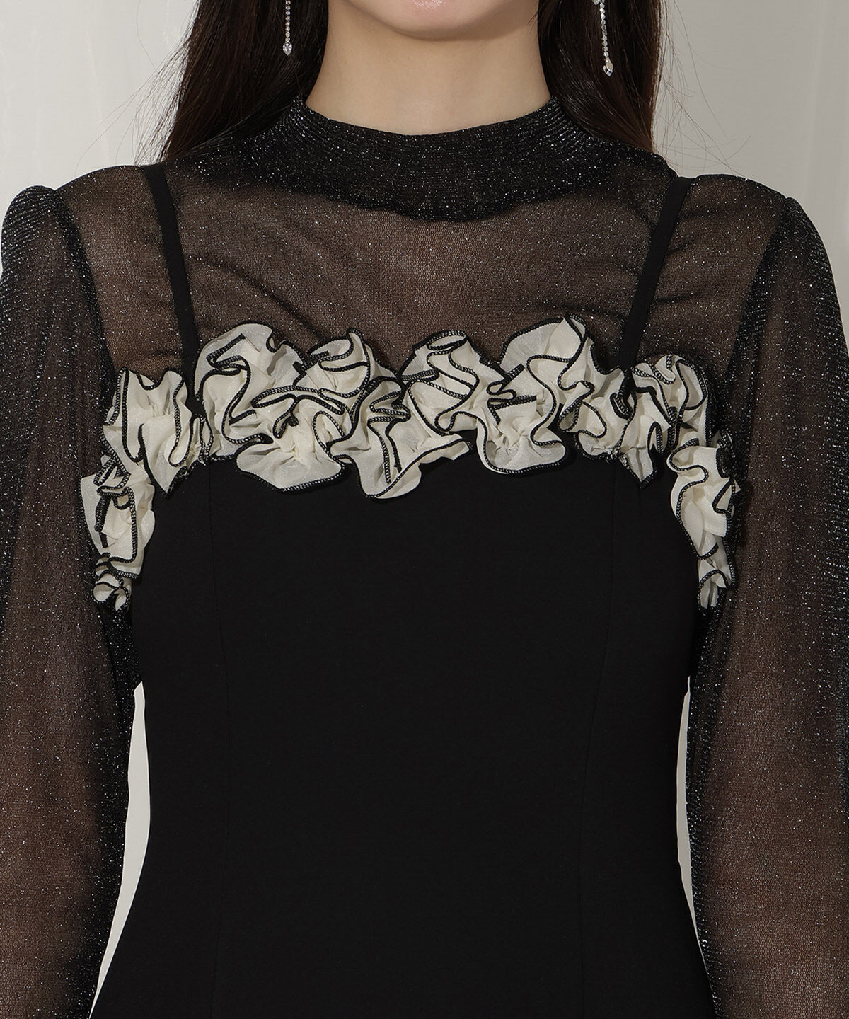 WILLSELECTION「フラワーキャミワンピース&times;シアーラメトップス」|ドレス|