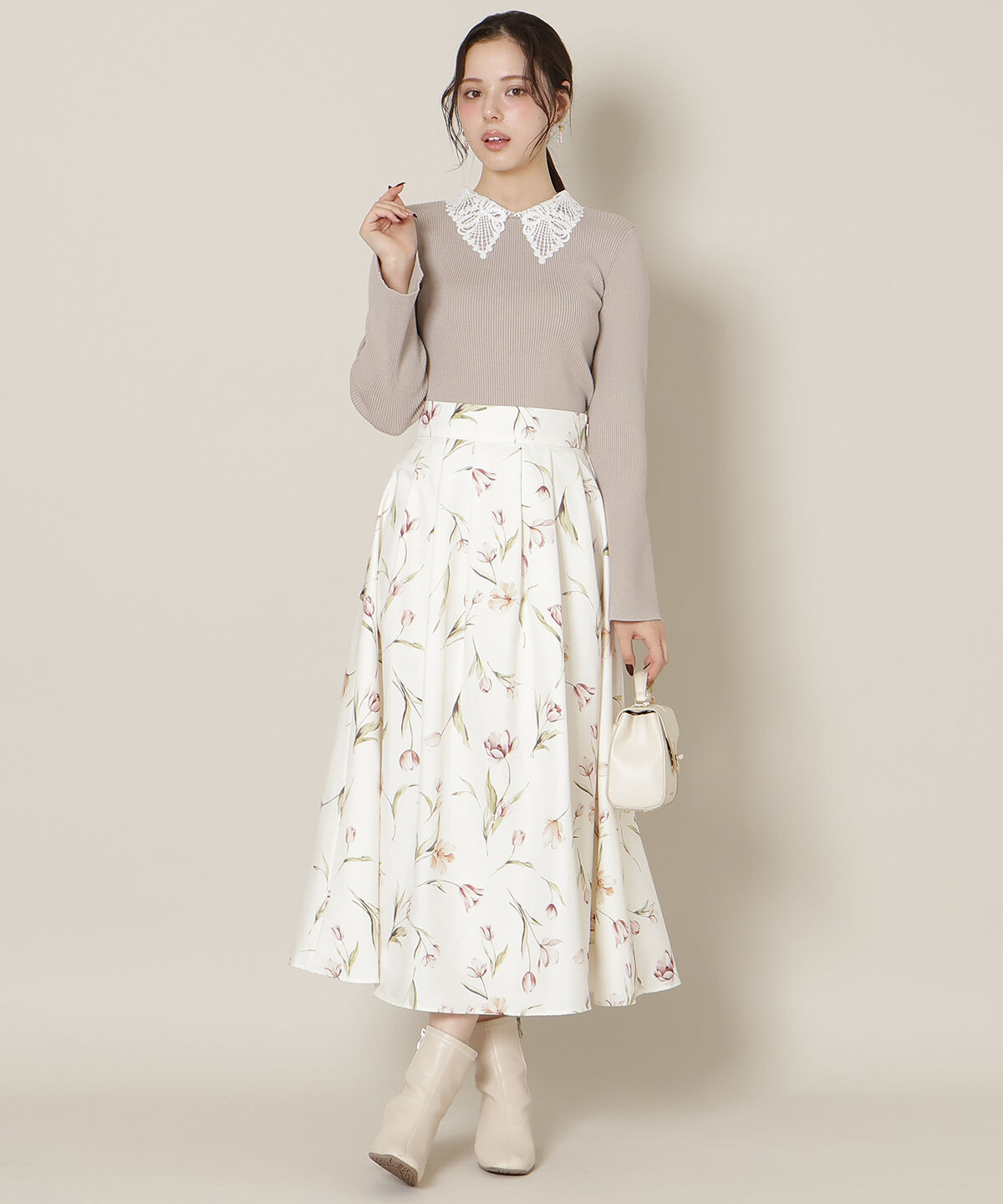 WILLSELECTION「チューリッププリントタックフレアスカート」|フレア|