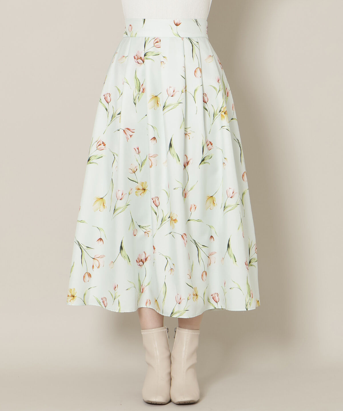 WILLSELECTION「チューリッププリントタックフレアスカート」|フレア|