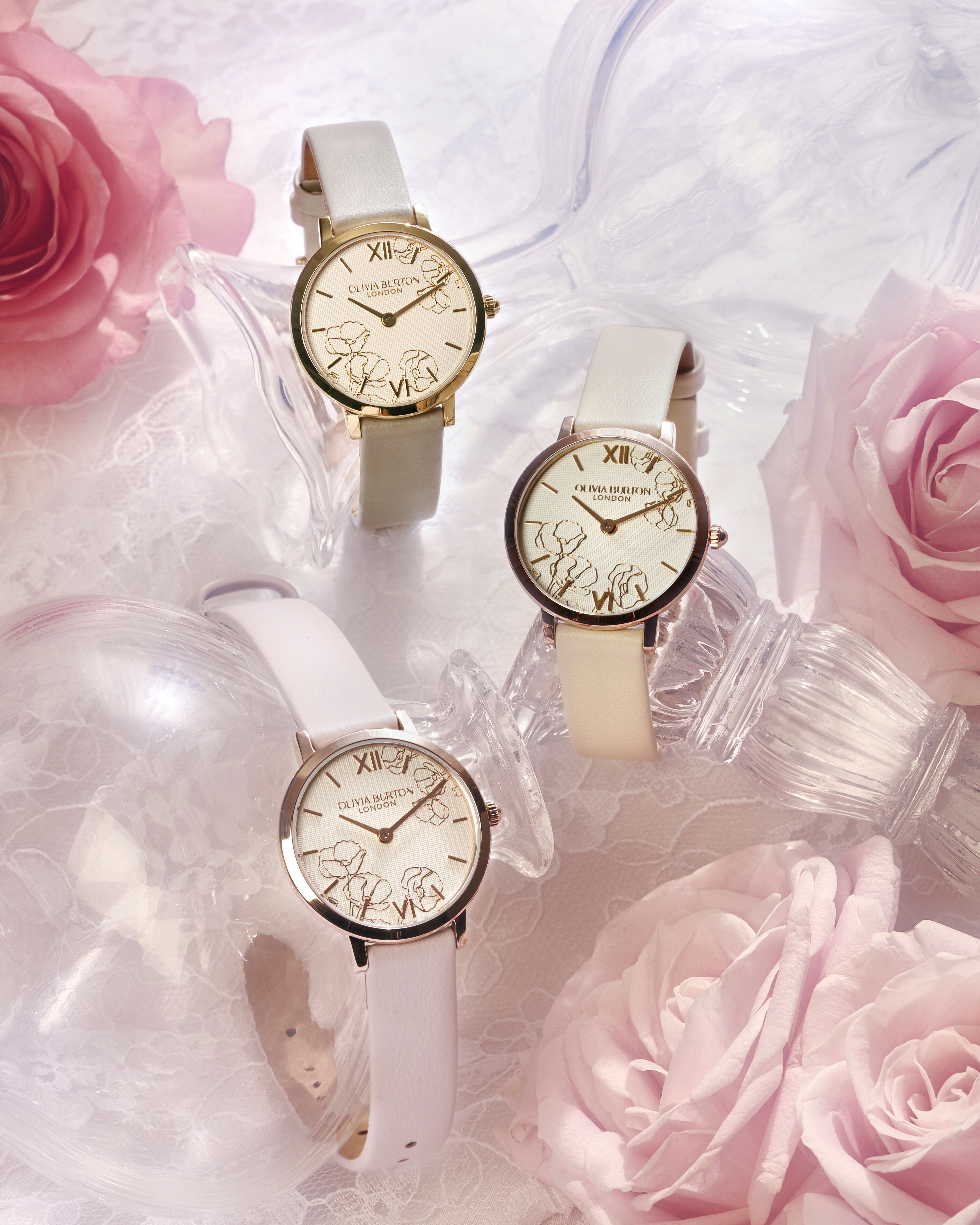 OLIVIA BURTON 「〈OLIVIA BURTON(ｵﾘﾋﾞｱﾊﾞｰﾄﾝ)〉ｼｸﾞﾈﾁｬｰ 28mm ｱﾌﾞｽﾄﾗｸﾄ ﾌﾛｰﾗﾙ ｸﾘｰﾑﾚｻﾞｰ」|腕時計|