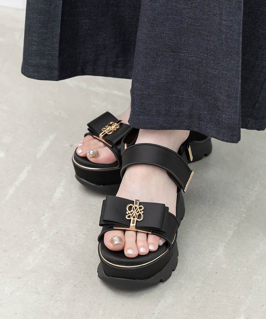  「モノグラムリボンボリュームスポーツサンダル」|サンダル|