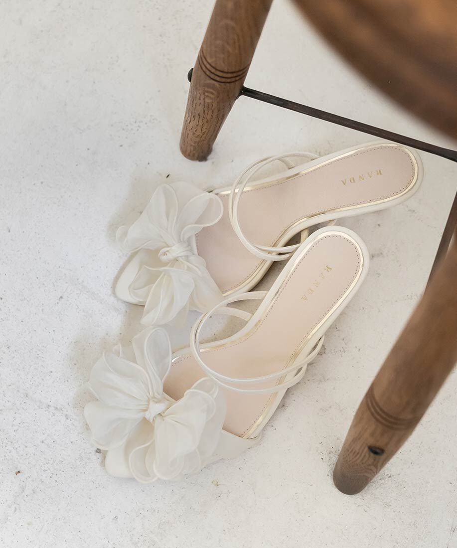  「シフォンリボンミュールサンダル」|パンプス|