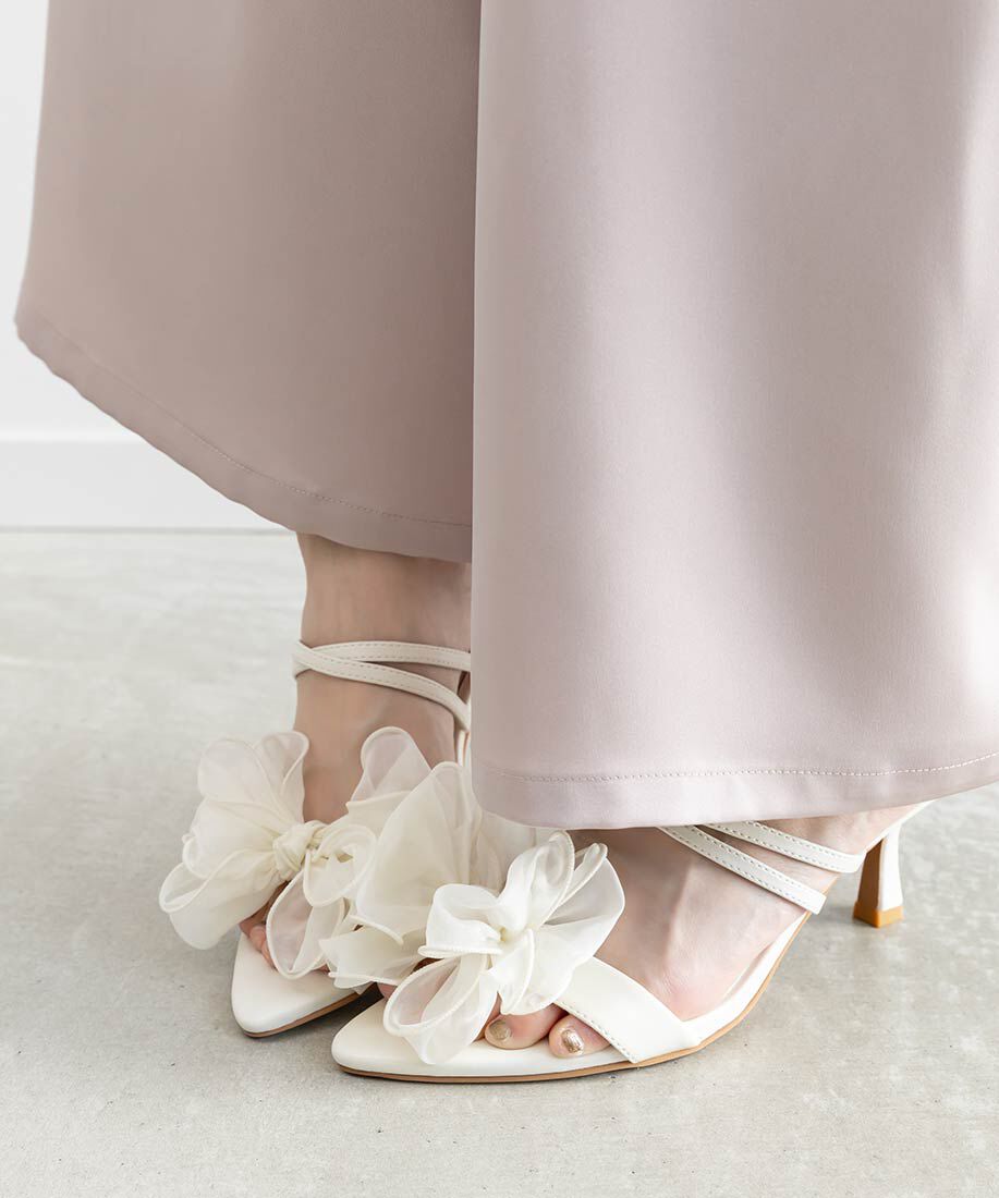  「シフォンリボンミュールサンダル」|パンプス|
