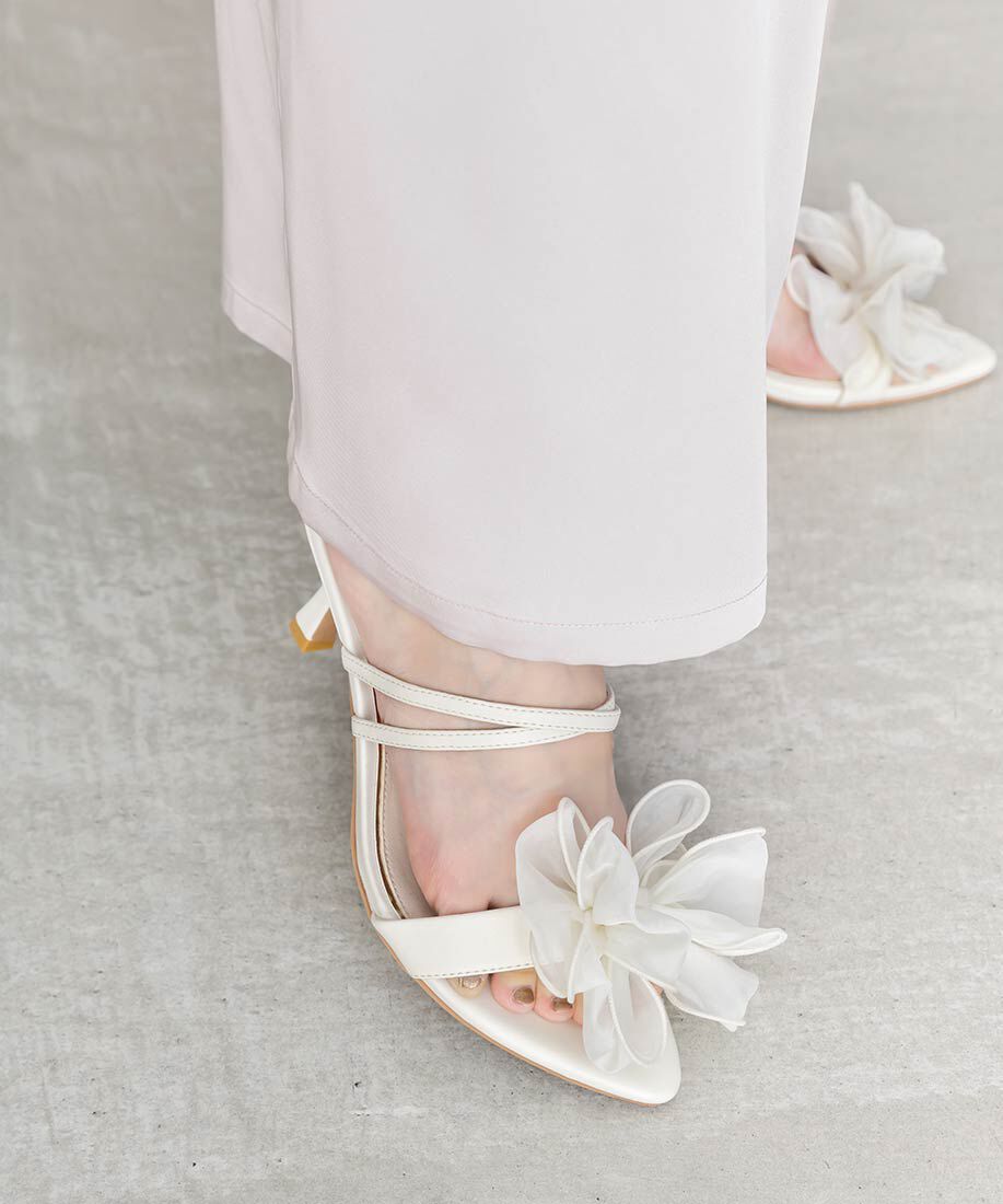  「シフォンリボンミュールサンダル」|パンプス|