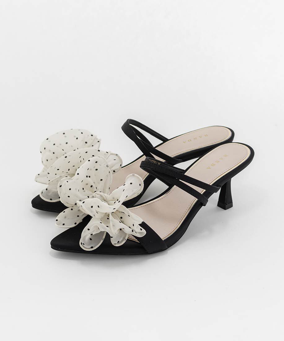  「シフォンリボンミュールサンダル」|パンプス|