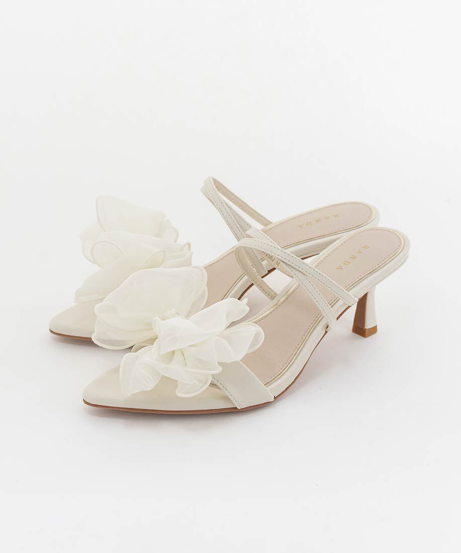  「シフォンリボンミュールサンダル」|パンプス|