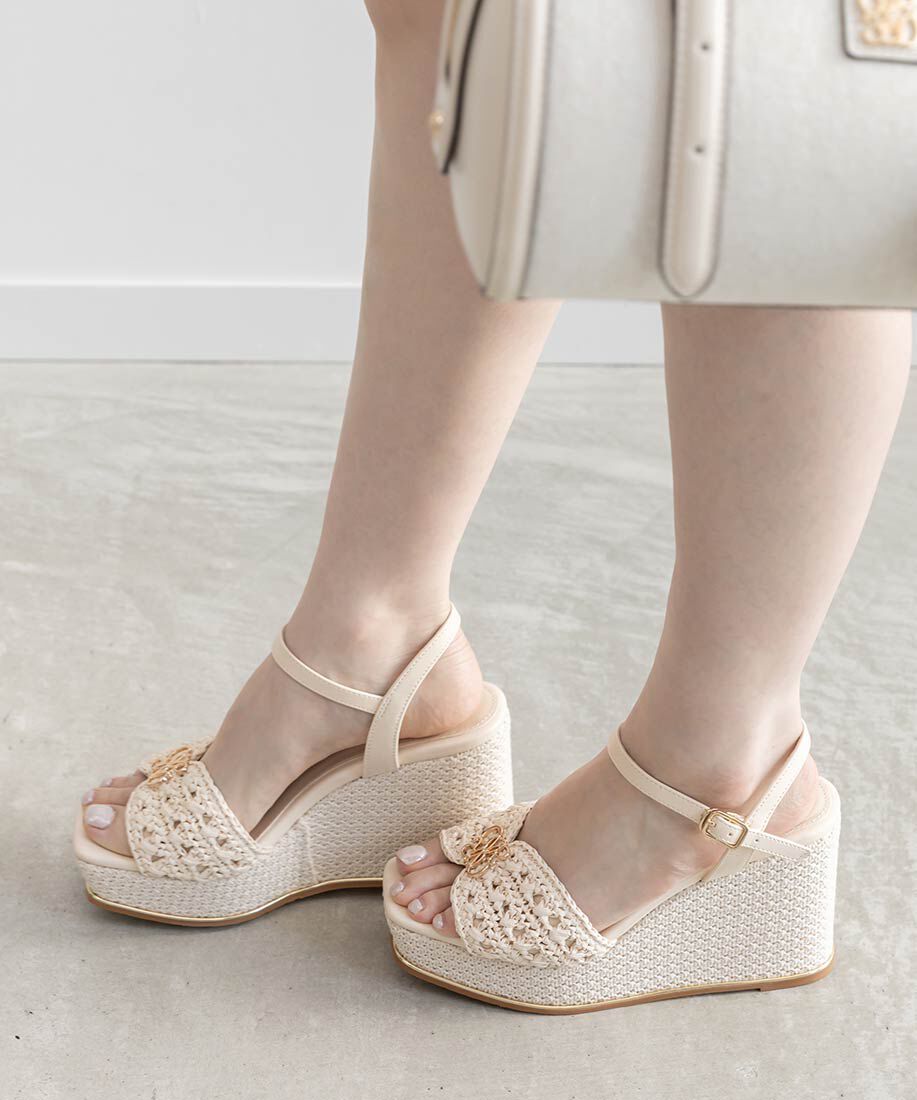  「モノグラムパーツウェッジソールサンダル」|サンダル|